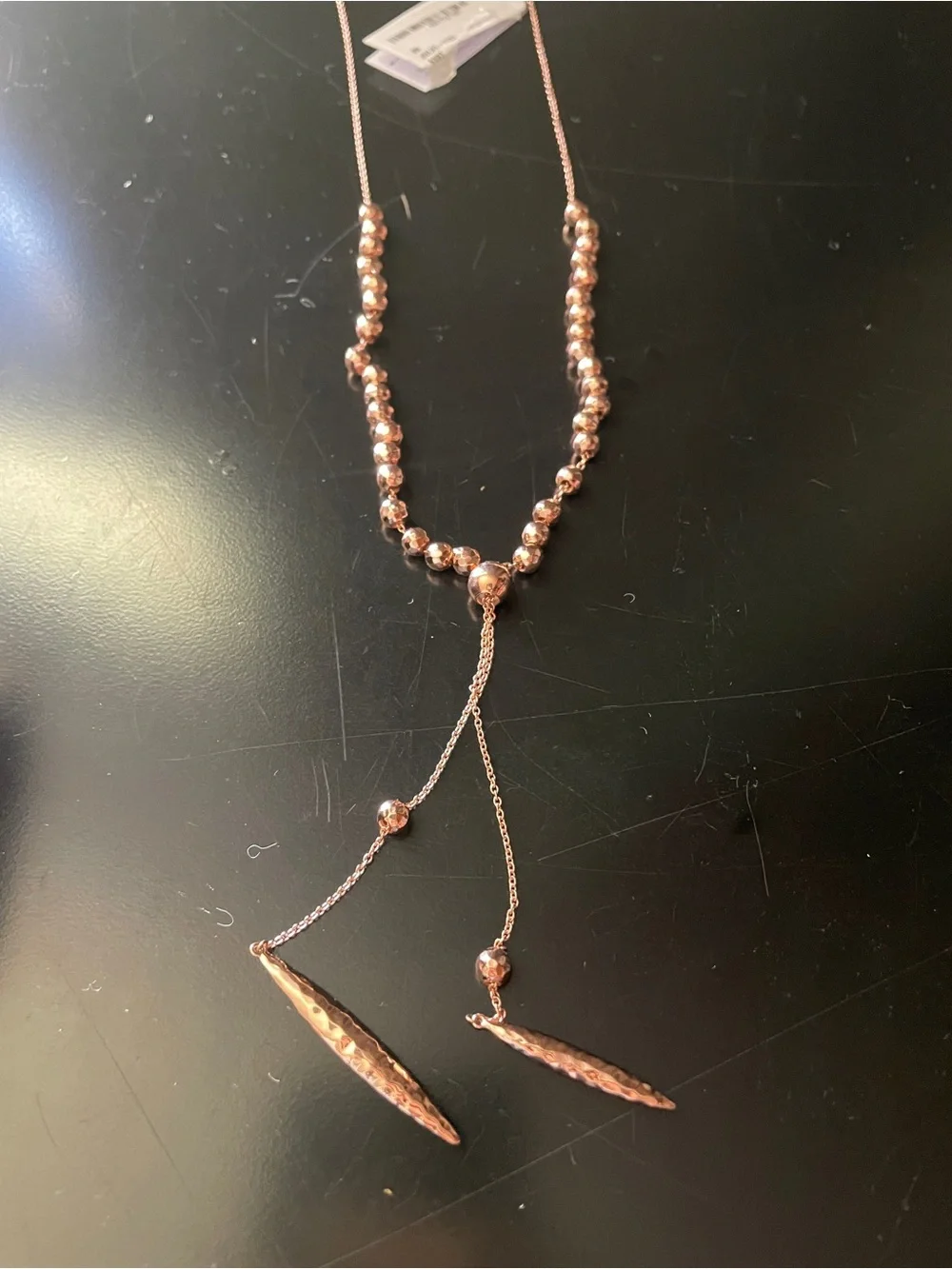 NWT Gorjana Rose Gold Beaded Lariat Necklace - Picture 5 of 5